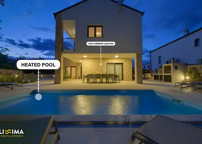 Villa Bellissima Malinska - Privater Pool, 4 Schlafzimmer, Ruhige Lage * Malinska